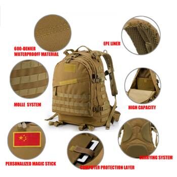 45L Small Tactical Day Pack Army Camouflage Backpack With 1000D
