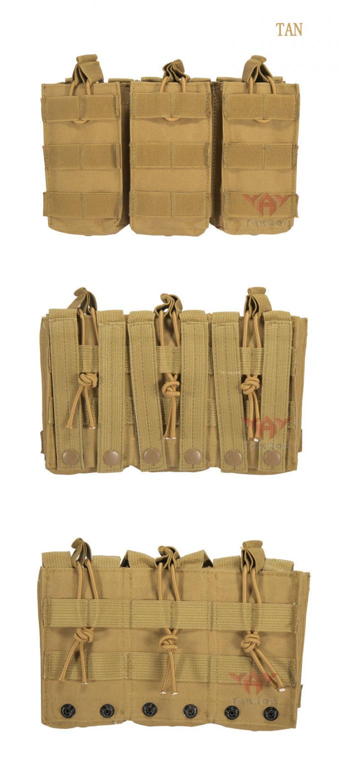 Military Molle Gear Accessories Compatible Open Top Triple Mag Pouch For M4 M17 AK47 Magazine