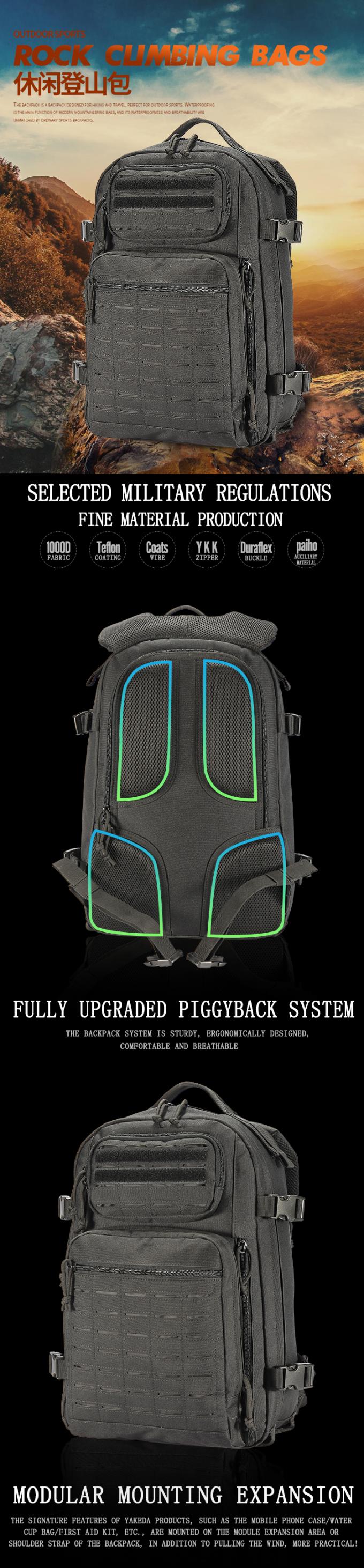 Black Outdoor Adventure Backpack For Leisure Climbing / Hydration Camping