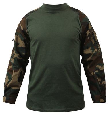 China Digital Woodland Tactical Combat Shirt Breathable Polyester Fabric supplier