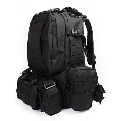China Black Army Backpack / Tactical Hiking Backpacks With 3 Molle Bags supplier