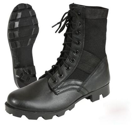 China Leather Black Military Jungle Boots Canvas Nylon Upper For Camping supplier