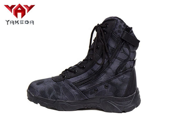 China Strap Army Rubber Non - Slip Military Tactical Boots With Side Zipper Black Color supplier