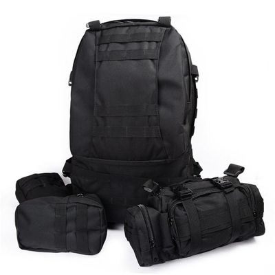 Black Army Backpack / Tactical Hiking Backpacks With 3 Molle Bags supplier