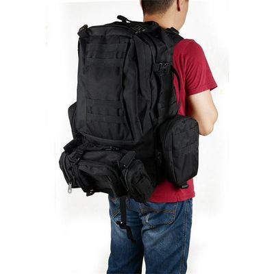 Black Army Backpack / Tactical Hiking Backpacks With 3 Molle Bags supplier