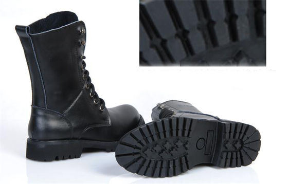 Flat Low Heel Military Jungle Boots , Round Toe Leather Motorcycle Boots supplier