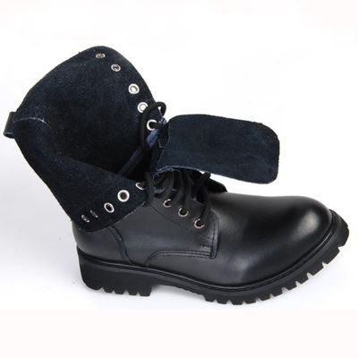 Flat Low Heel Military Jungle Boots , Round Toe Leather Motorcycle Boots supplier